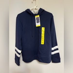Nautica - Small Navy Blue Hoodie, Striped Sleeves